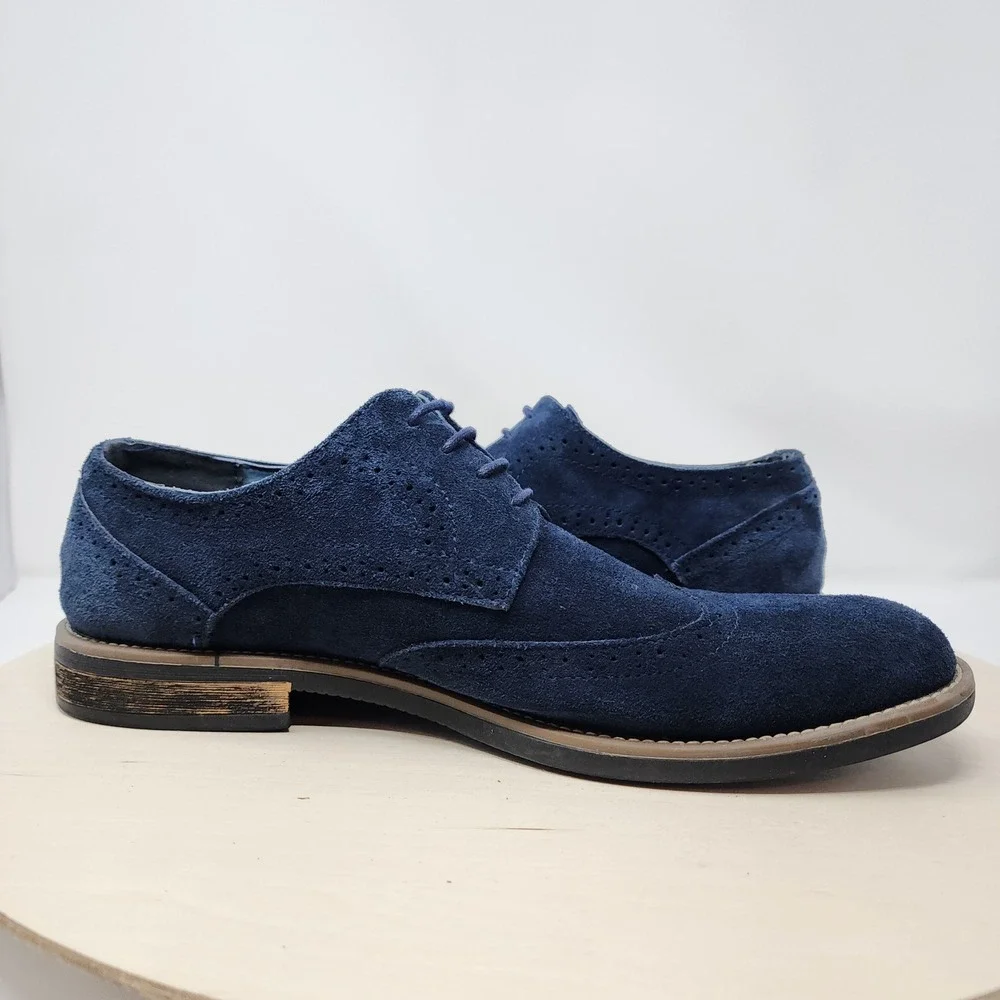 Bruno Marc Blue Suede Shoe‎ 13 Men Urban 08 Wingtip Brogue Oxford Dress Leather
